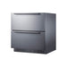 Angled view of the Summit SPR3032DCSSADA with complete stainless steel cabinet and drawers