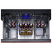 Summit SPR36332D 36-inch 2-drawer refrigerator open and loaded with bottles and condiments