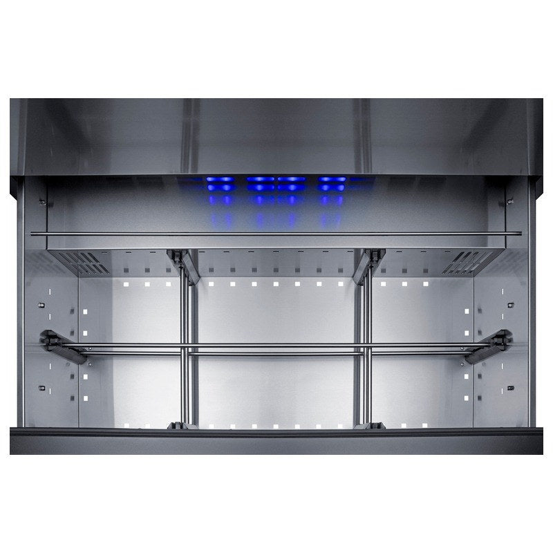 Interior of the Summit SPR36332DPNR with blue LED lighting