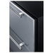 Closeup of the pro-style handle on the Summit SPR36332D stainless drawer front