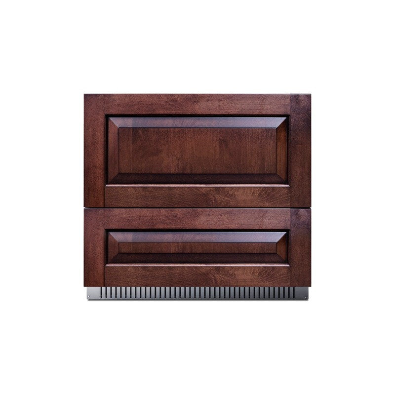 Summit SPR36332DPNR 36-inch panel-ready refrigerator with custom wood overlay panels, front view