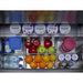 Overhead view into the open drawer of the Summit SPR36DROS outdoor refrigerator loaded with fresh food.