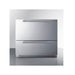 Summit 36-inch SPR36DROS outdoor two-drawer all-refrigerator in stainless steel, angled view.