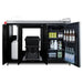 Summit CARTOS54LG 58-inch mobile outdoor kitchenette cart with glass door beverage center, fully open and stocked with waste bins and bottles