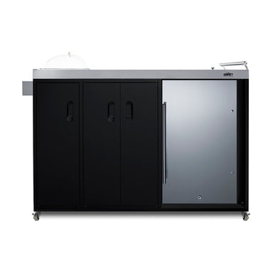Summit CARTOS54LS 58-inch mobile outdoor kitchenette cart, black cabinet with stainless door, front view