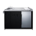 Summit CARTOS54LS 58-inch mobile outdoor kitchenette cart, cabinet and cooler doors open, front view