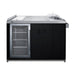 Summit CARTOS54RG 58-inch mobile outdoor kitchenette cart with glass door beverage center, cabinet and cooler doors open, front view