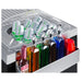 Summit CARTOS54RG 58-inch mobile outdoor kitchenette cart with glass door beverage center, sink used as ice bath with bottles and cans, detail view