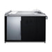 Summit CARTOS54RS 58-inch mobile outdoor kitchenette cart with outdoor refrigerator, cabinet and cooler doors open, front view