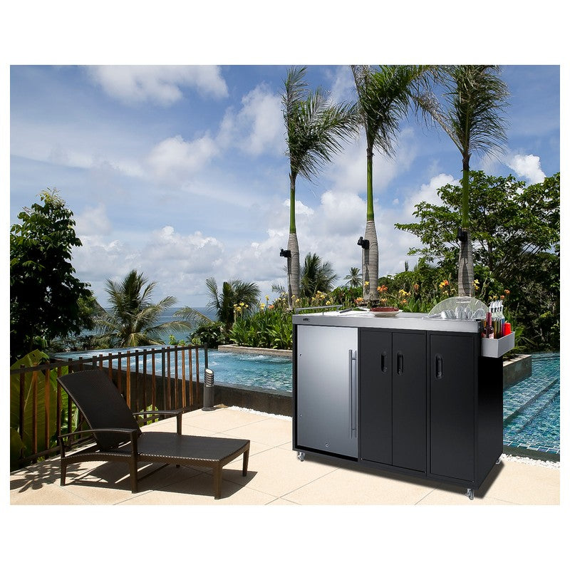 Summit CARTOS54RS 58-inch mobile outdoor kitchenette cart with outdoor refrigerator, poolside lifestyle scene
