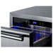 Summit ADRD15 drawer pulled open showing blue LED lighting and the digital display