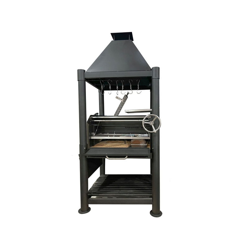 Tagwood BBQ02SIB The Beast Argentine Santa Maria Wood Fire & Charcoal Gaucho Grill - Black