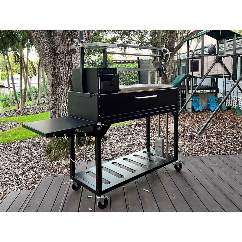 Tagwood BBQ03SI Argentine Santa Maria Wood Fire & Charcoal Gaucho Grill - Black Steel | View 10
