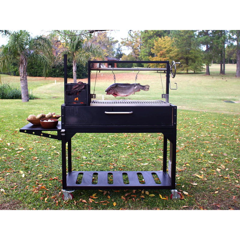Tagwood BBQ03SI Argentine Santa Maria Wood Fire & Charcoal Gaucho Grill - Black Steel | View 12