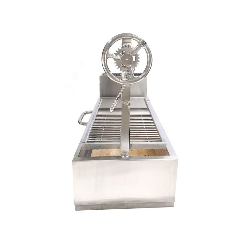 Tagwood BBQ05SS Built-In Santa Maria Grill | Angle View With Crank Wheel