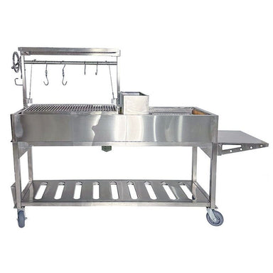 Tagwood BBQ06SS Argentine Santa Maria Gaucho Grill | Front View With Side Table