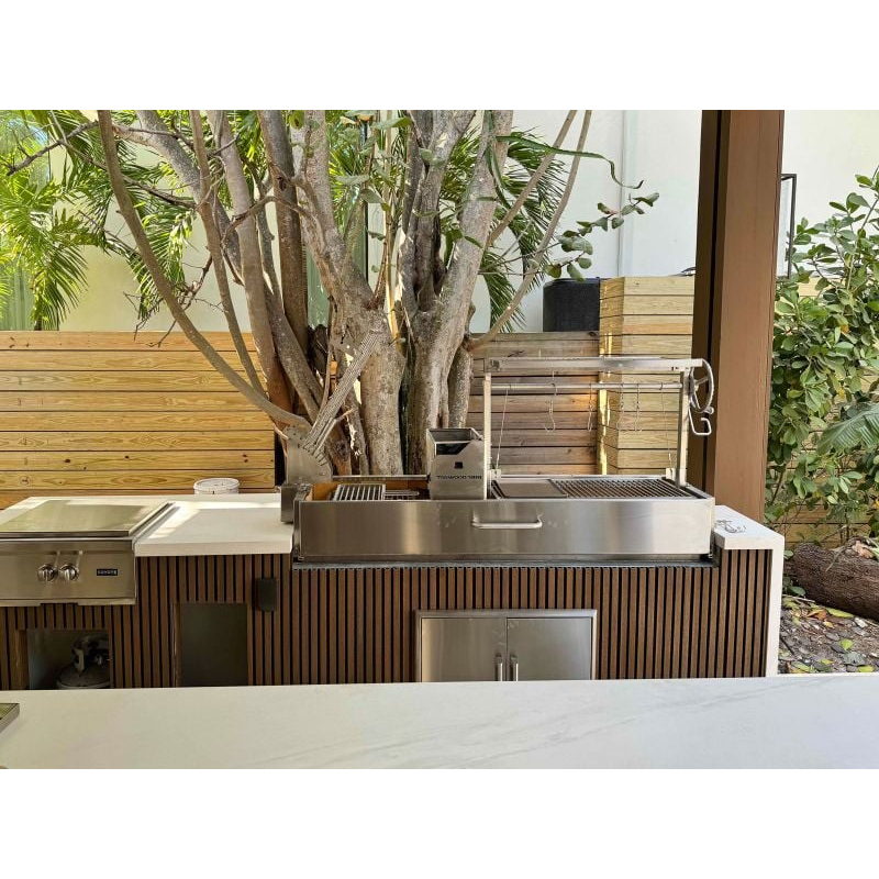 Tagwood BBQ08SS Built-In Santa Maria Grill | Installed With Wood Cabinetry