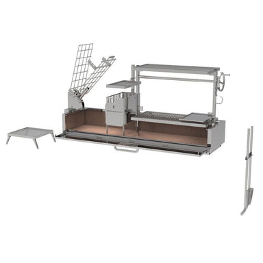 Tagwood BBQ08SS Built-In Argentine Santa Maria Wood Fire & Charcoal Gaucho Grill With Clamp Grill - 304 Stainless Steel