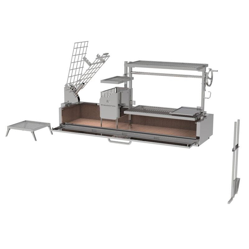 Tagwood BBQ08SS Built-In Argentine Santa Maria Wood Fire & Charcoal Gaucho Grill With Clamp Grill - 304 Stainless Steel