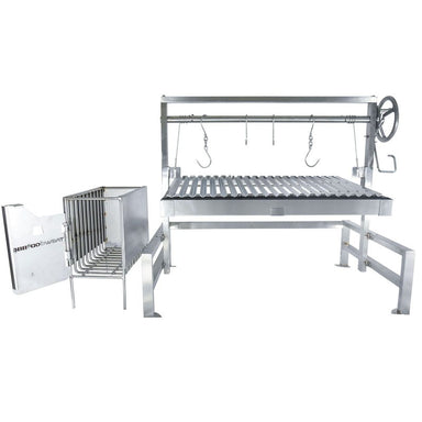 Tagwood BBQ09SS Insert Santa Maria Grill | Front View With Shovel And Rake