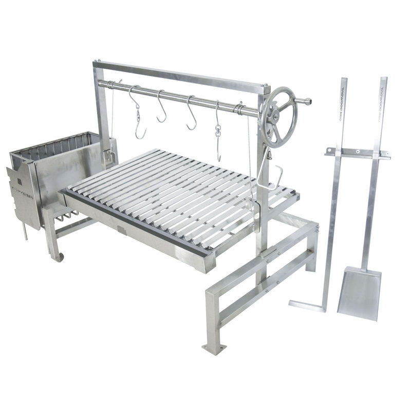 Tagwood BBQ09SS Insert Style Argentine Santa Maria Wood Fire & Charcoal Gaucho Grill - 304 Stainless Steel