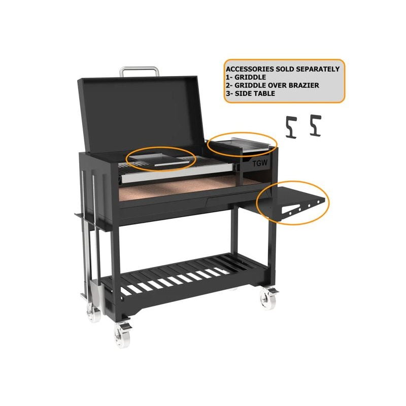 Tagwood BBQ18SI Chief Series Argentine Wood Fire & Charcoal Gaucho Grill - Black Steel | View 3