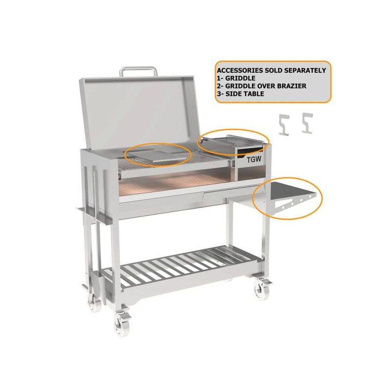 Tagwood BBQ18SS Argentine Wood Fire & Charcoal Gaucho Grill - 304 Stainless Steel | View 3