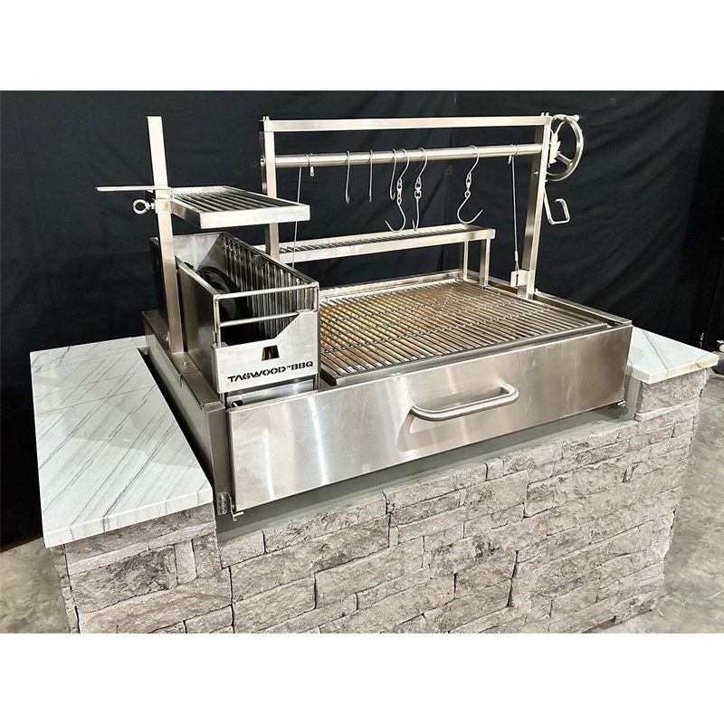 Tagwood BBQ25SS XL Built-In Santa Maria Grill | Installed In Stone Outdoor Kitchen