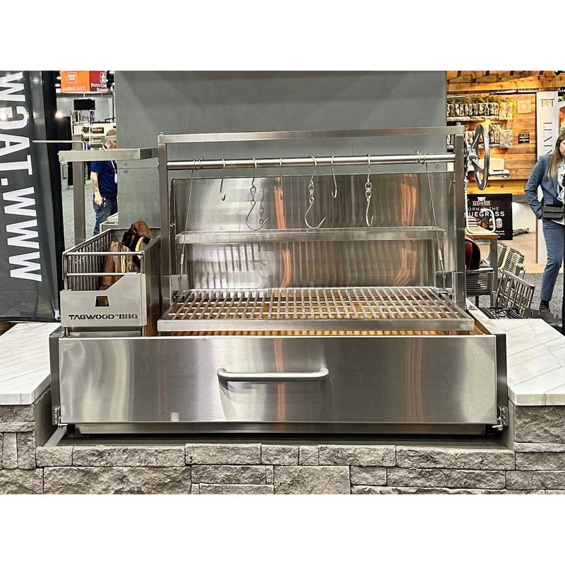 Tagwood BBQ25SS XL Built-In Santa Maria Grill | Installed Angle View