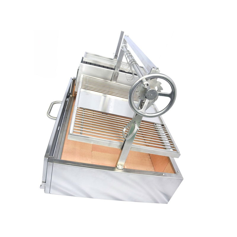 Tagwood BBQ25SS XL Built-In Santa Maria Grill | End View With Crank Wheel