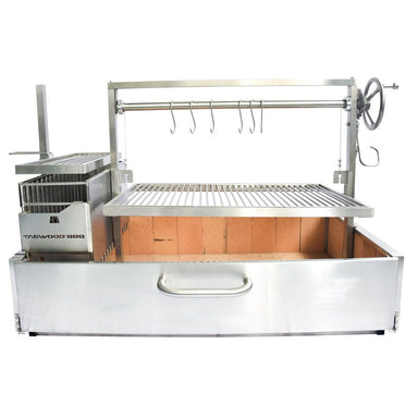 Tagwood BBQ25SS XL Built-In Argentine Santa Maria Wood Fire & Charcoal Gaucho Grill - 304 Stainless Steel
