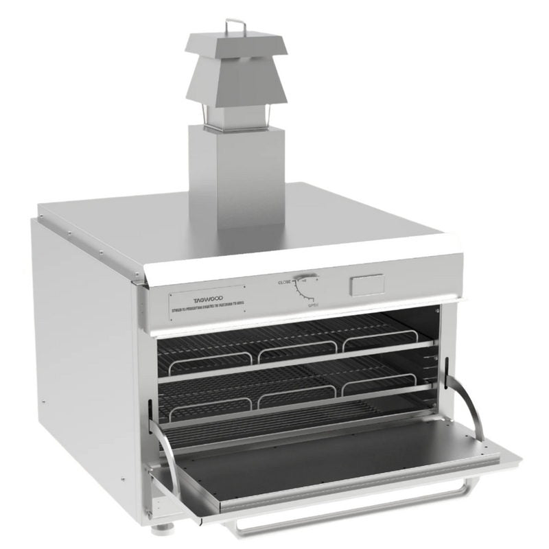 Tagwood TAG01 Charcoal Oven Fire Grill | Door Open Showing Two Shelf Levels