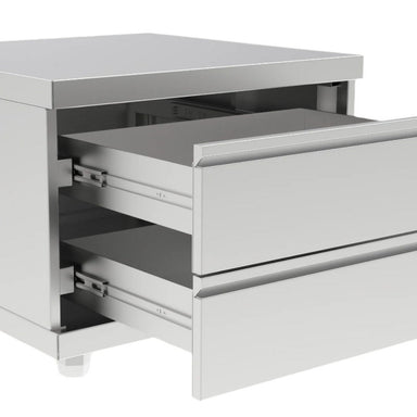 Tagwood TAG06 Base Cabinet | Two Stainless Drawers Open