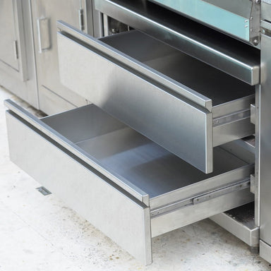 Tagwood TAG07 Base Cabinet | Stainless Drawers Open
