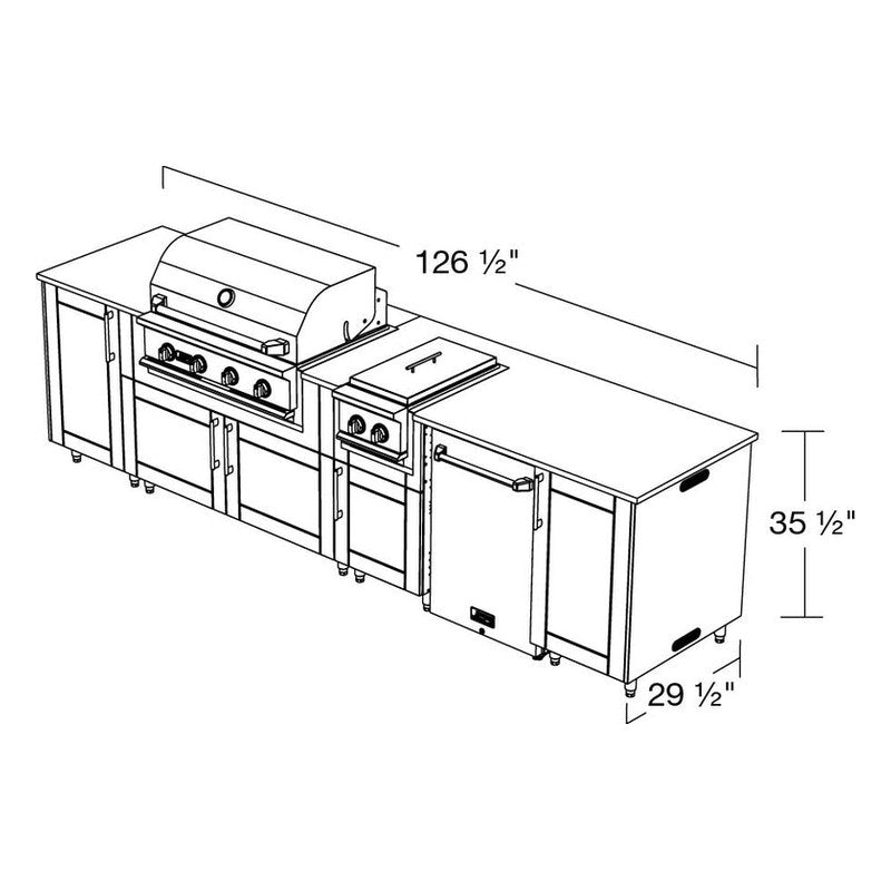 WeatherStrong 126 inch Breakwater island dimensions 126.5 by 29.5 by 35.5 inches