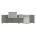 WeatherStrong 126 inch Breakwater outdoor kitchen island Miami Dark Ash front view with grill side burner and refrigerator