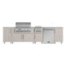 WeatherStrong 126 inch Breakwater outdoor kitchen island Miami Shoreline Gray front view with grill side burner and refrigerator
