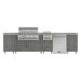 WeatherStrong 126 inch Breakwater outdoor kitchen island Sanibel Dark Ash front view with grill side burner and refrigerator