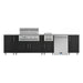 WeatherStrong 126 inch Breakwater outdoor kitchen island Sanibel Pitch Black front view with grill side burner and refrigerator