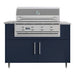 WeatherStrong 50 inch Surf outdoor kitchen island Miami Sapphire Blue front view with Jupiter 32 inch grill