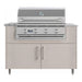 WeatherStrong 50 inch Surf outdoor kitchen island Miami Shoreline Gray front view with Jupiter 32 inch grill