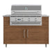WeatherStrong 50 inch Surf outdoor kitchen island Miami Teak front view with Jupiter 32 inch grill