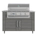 WeatherStrong 50 inch Surf outdoor kitchen island Sanibel Dark Ash front view with Jupiter 32 inch grill