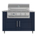 WeatherStrong 50 inch Surf outdoor kitchen island Sanibel Sapphire Blue front view with Jupiter 32 inch grill