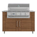 WeatherStrong 50 inch Surf outdoor kitchen island Sanibel Teak front view with Jupiter 32 inch grill
