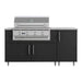 WeatherStrong 68 inch Horizon outdoor kitchen island Miami Pitch Black front view with Jupiter 32 inch grill