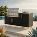 WeatherStrong 68 inch Horizon outdoor kitchen island Miami Pitch Black on a coastal patio
