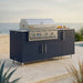 WeatherStrong 68 inch Horizon outdoor kitchen island Miami Sapphire Blue on a coastal patio