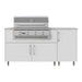 WeatherStrong 68 inch Horizon outdoor kitchen island Miami Shell White front view with Jupiter 32 inch grill