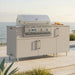 WeatherStrong 68 inch Horizon outdoor kitchen island Miami Shoreline Gray on a coastal patio